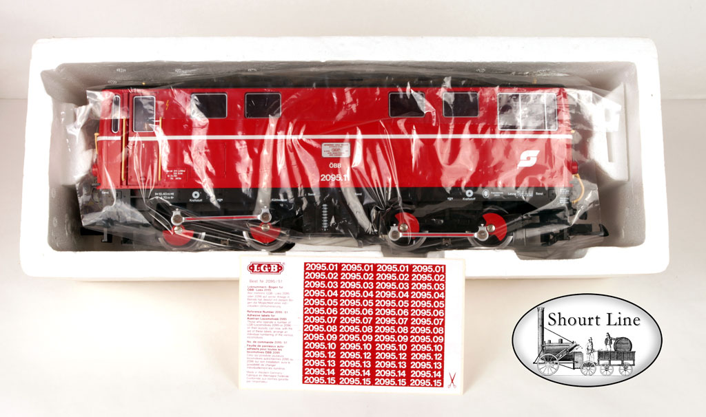 G Scale LGB 2095N ÖBB Diesel Red Loco Like New box lid off and new LGB sticker road number sticker sheet