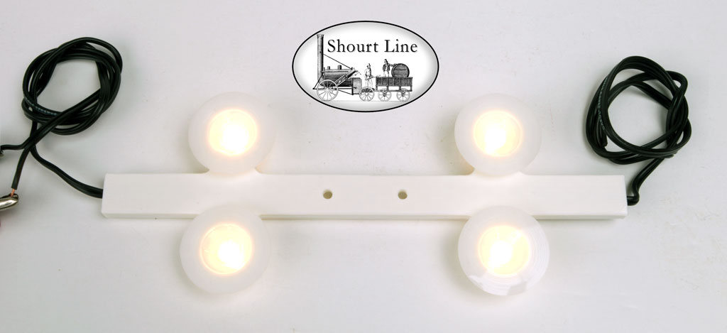 Shourt Line SL 8204230 4 LED Soft White Opal Light Fixtures for short cars DC/DCC w 2ea mounting Screws and 2ea 18 inch Power Cables for short to medium length G Scale Cars - requires an SL LED controller